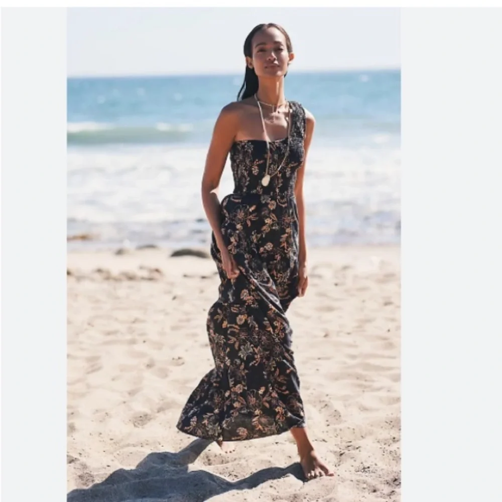 New: Charlie Holiday. Pamela Smocked One Shoulder Maxi Dress. Size 10